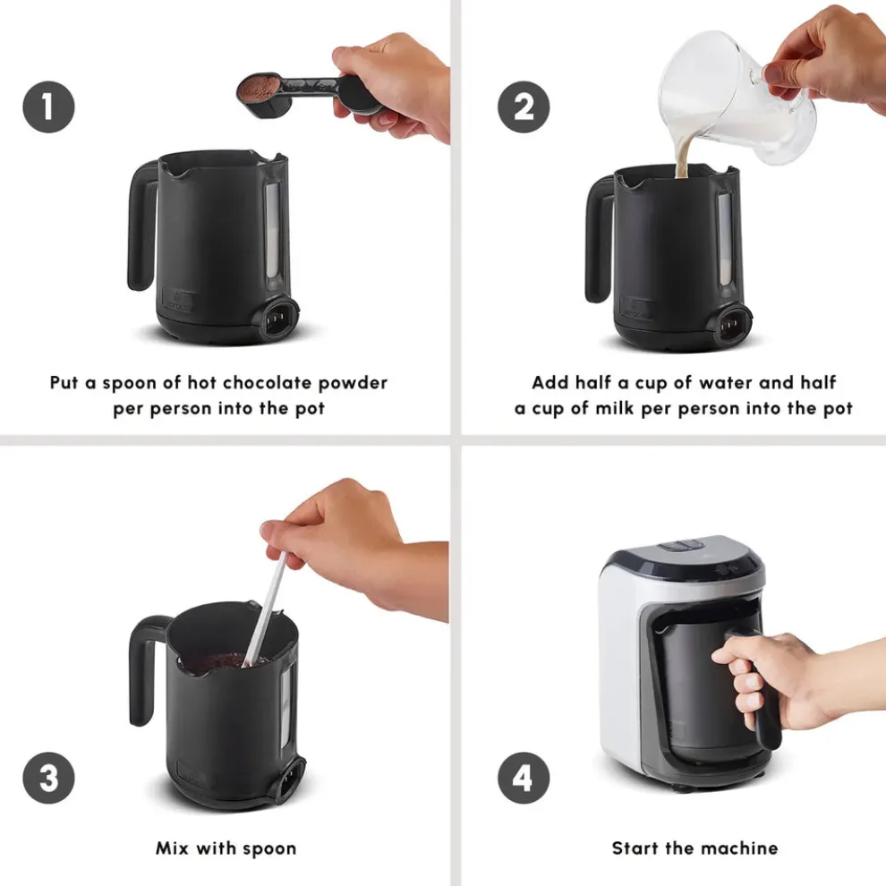 Karaca Hatır Hüps Turkish Coffee Maker and Milk Steamer, 535W, Pearl White