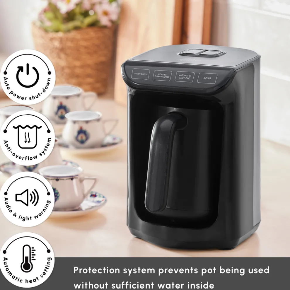 Karaca Hatır Köz Milky Turkish Coffee Maker, 535W, Shiny Black