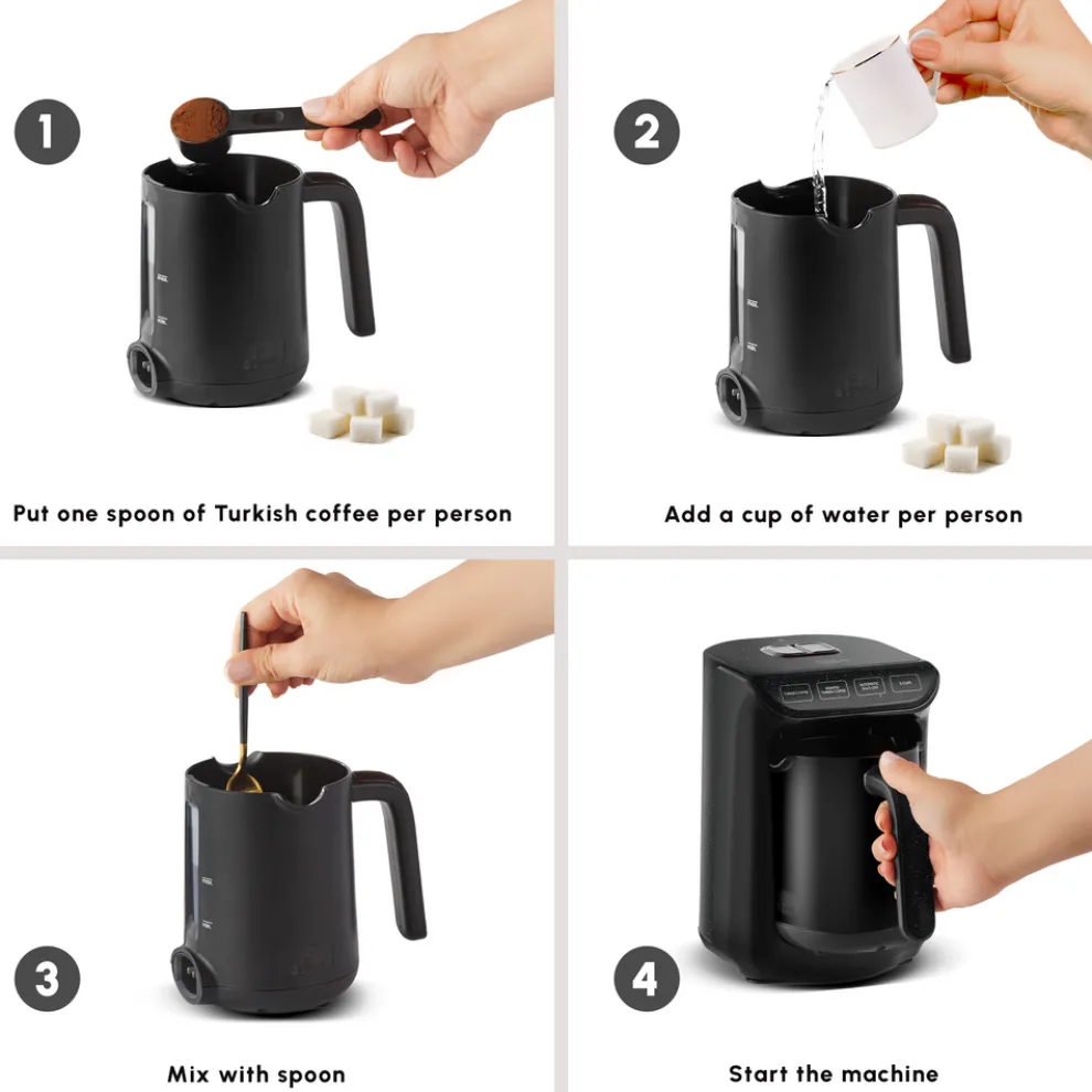 Karaca Hatır Köz Milky Turkish Coffee Maker, 535W, Shiny Black