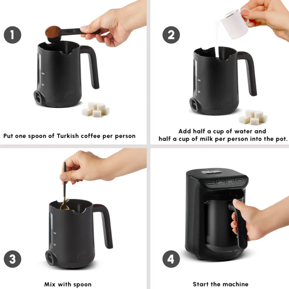 Karaca Hatır Köz Milky Turkish Coffee Maker, 535W, Shiny Black