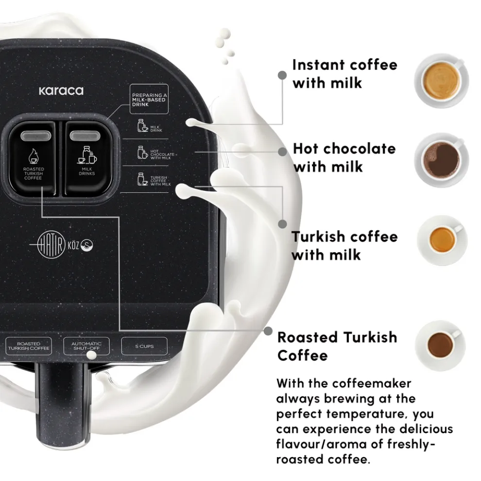 Karaca Hatır Köz Milky Turkish Coffee Maker, 535W, Shiny Black