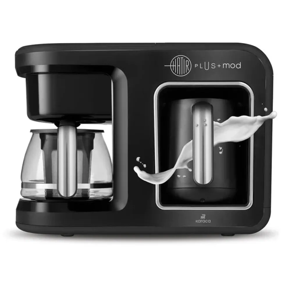 Karaca Hatır Plus Mod 5 in 1 Essential Tea, Coffee Maker and Milk Steamer, 1400W, Black Chrome
