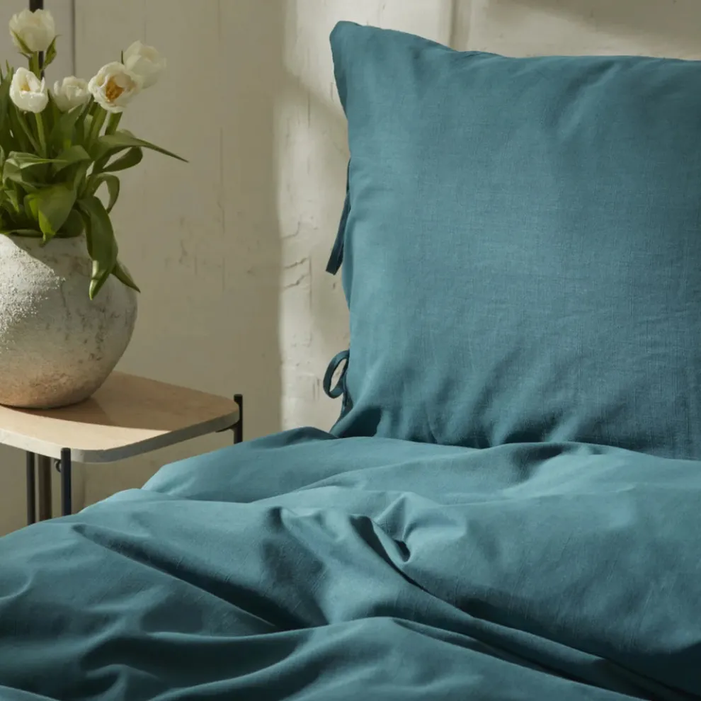 Karaca Home 4 Elements 100% Turkish Cotton Duvet Cover Set with Bed Sheet, Double, Petrol