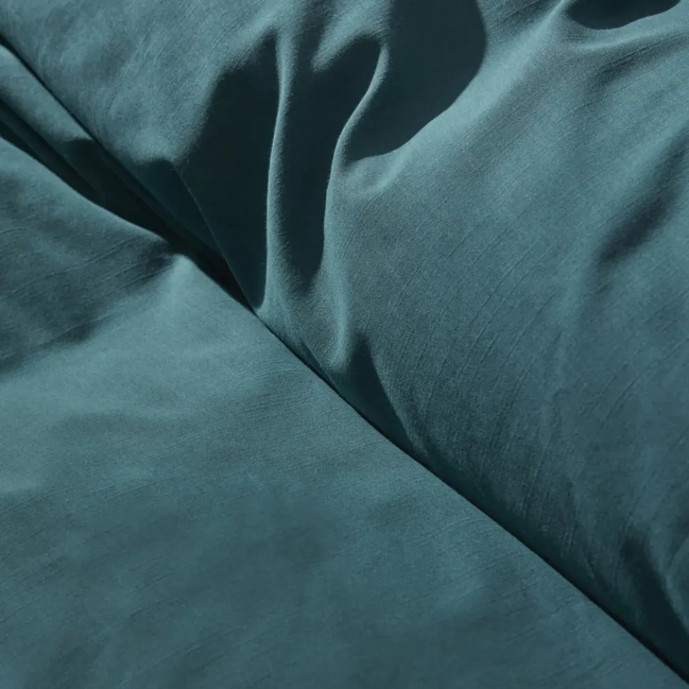 Karaca Home 4 Elements 100% Turkish Cotton Duvet Cover Set with Bed Sheet, Double, Petrol