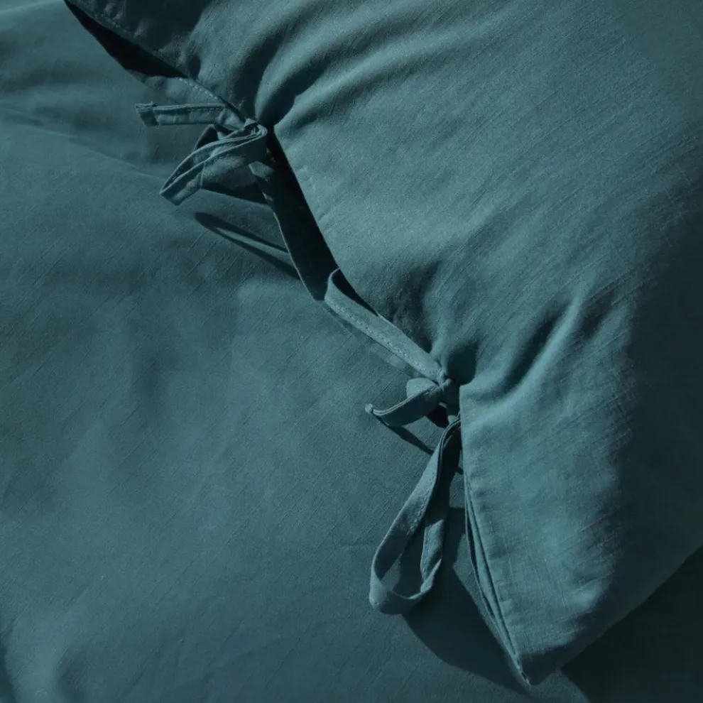 Karaca Home 4 Elements 100% Turkish Cotton Duvet Cover Set with Bed Sheet, Double, Petrol