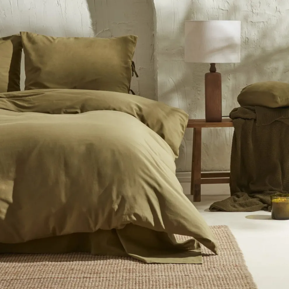 Karaca Home 4 Elements 100% Turkish Cotton Duvet Cover Set with Bed Sheet, Double, Green Brown