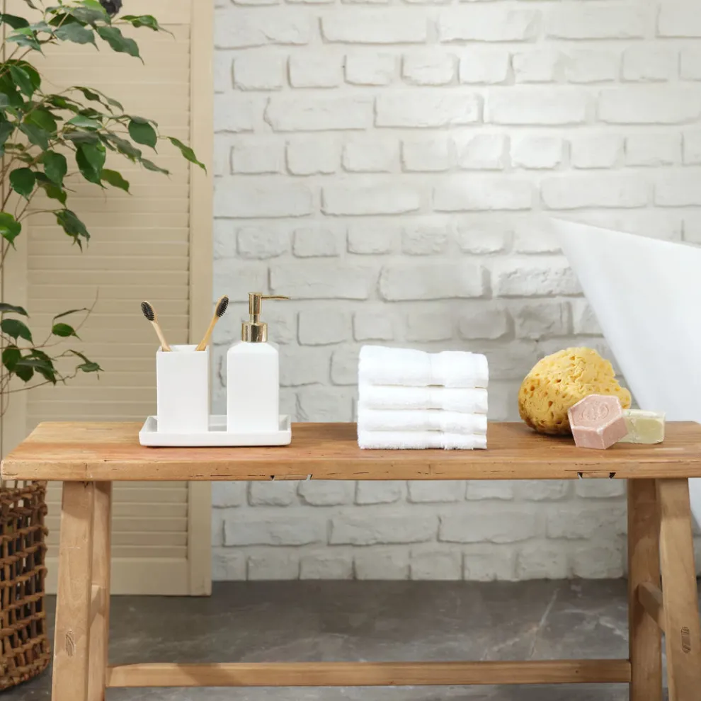 Karaca Home 100% Turkish Cotton Face Towel Set, 4 Piece, 30cmx30cm, White