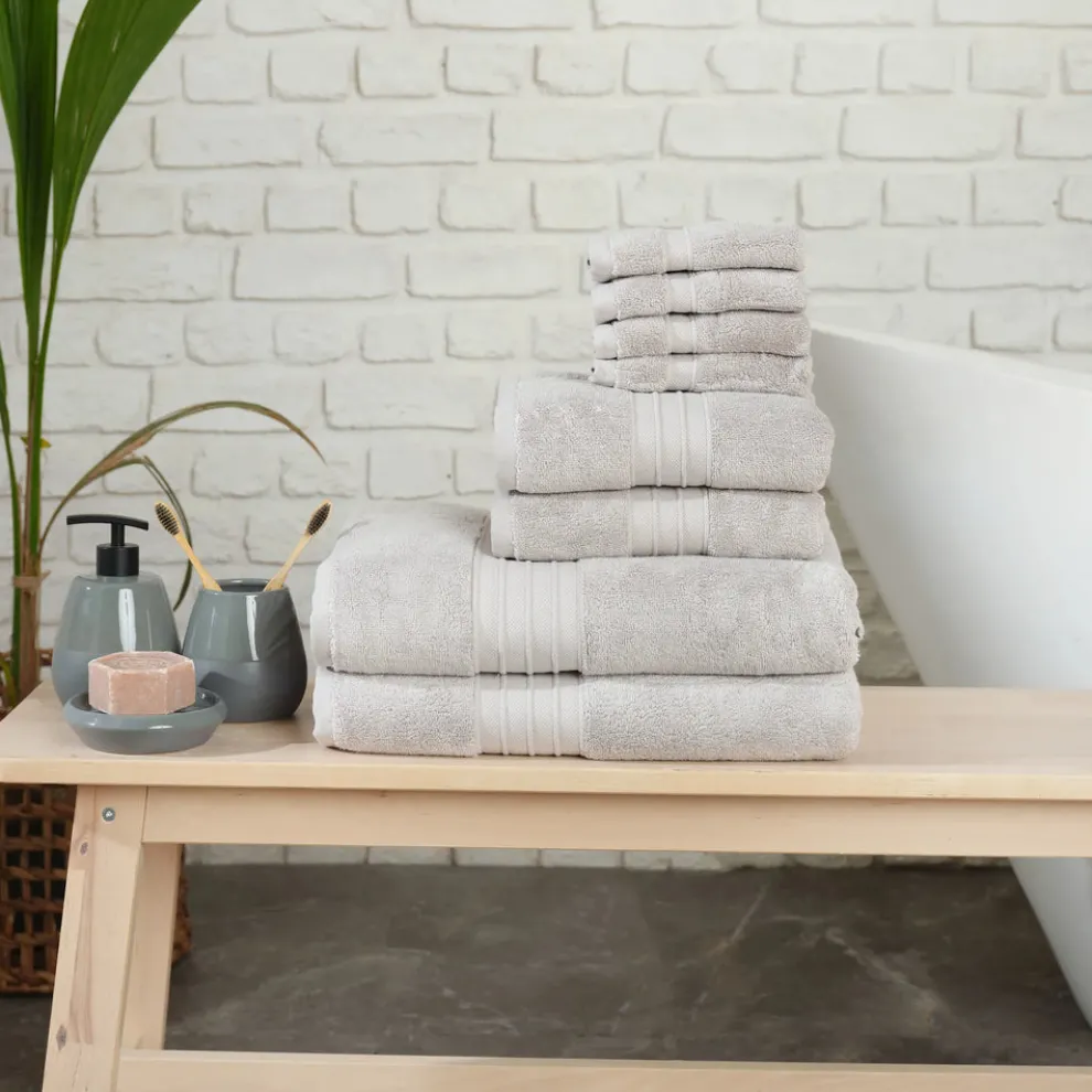 Karaca Home 100% Turkish Cotton Towel Set, 8 Piece, Grey
