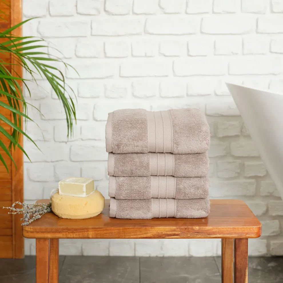 Karaca Home 100% Turkish Cotton Hand Towel Set, 4 Piece, 50cmx90cm, Grey