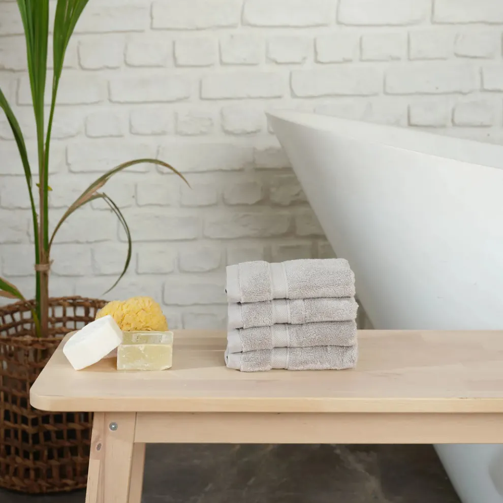 Karaca Home 100% Turkish Cotton Face Towel Set, 4 Piece, 30cmx30cm, Grey