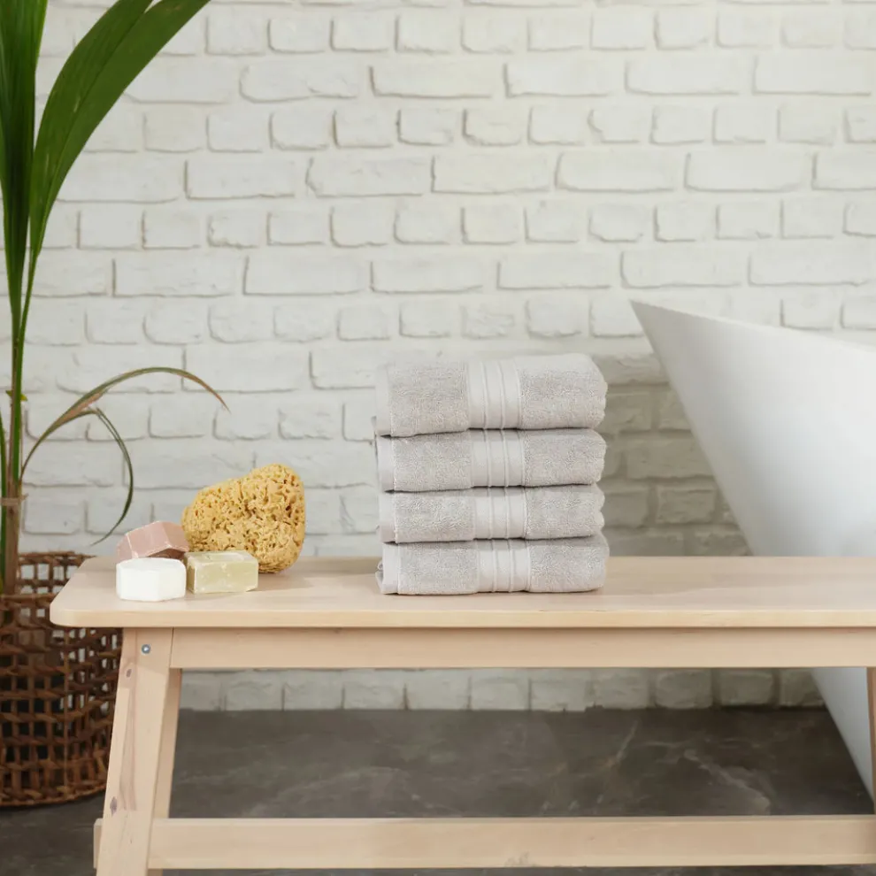 Karaca Home 100% Turkish Cotton Hand Towel Set, 4 Piece, 50cmx90cm, Grey