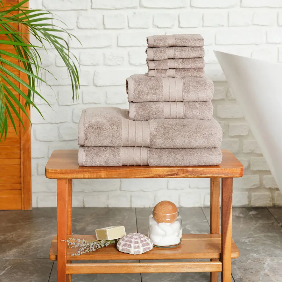 Karaca Home 100% Turkish Cotton Towel Set, 8 Piece, Grey