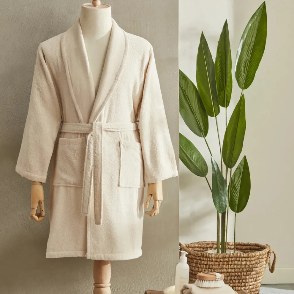 Karaca Home Andy 100% Turkish Cotton Bathrobe Set, L/XL, Beige