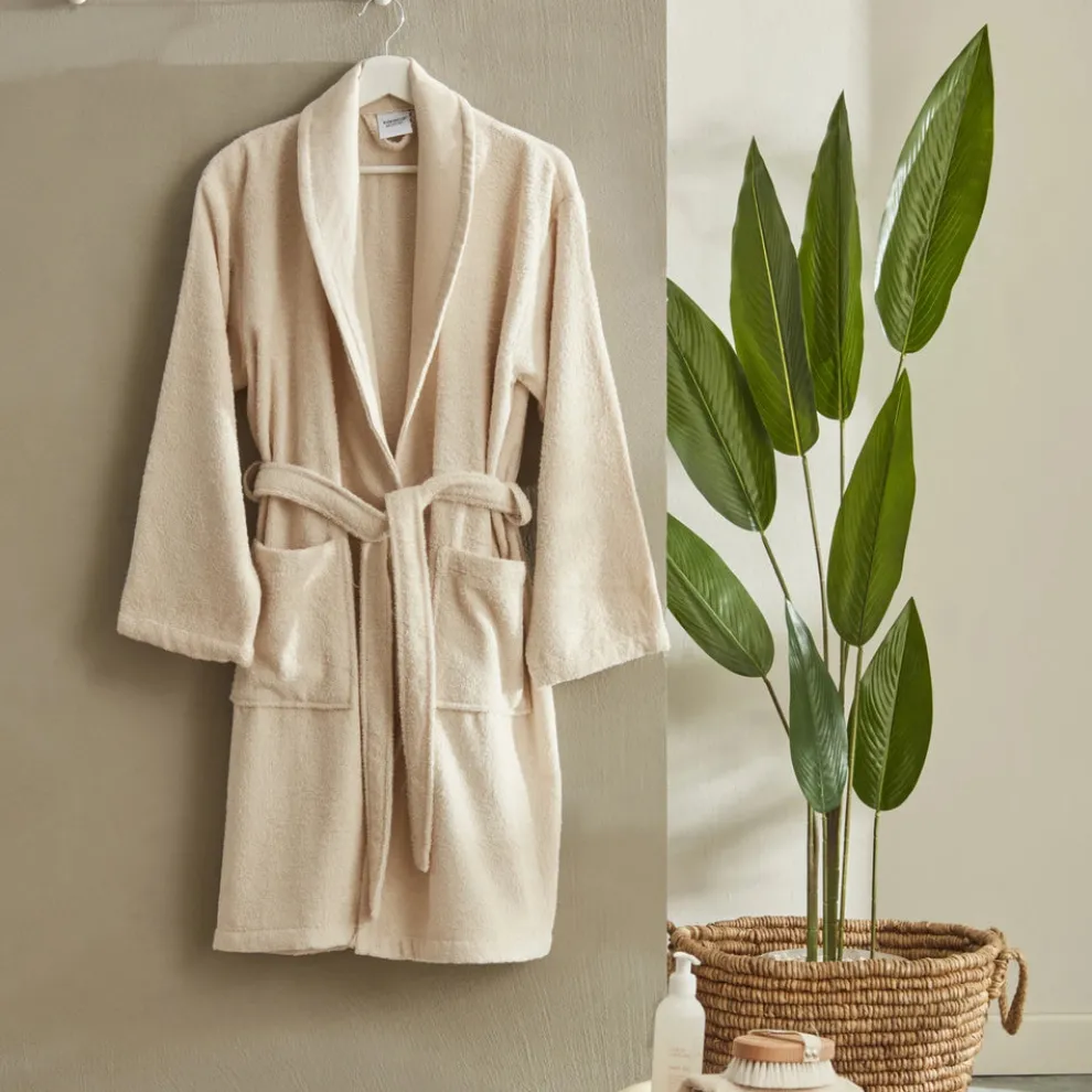 Karaca Home Andy 100% Turkish Cotton Bathrobe Set, L/XL, Beige