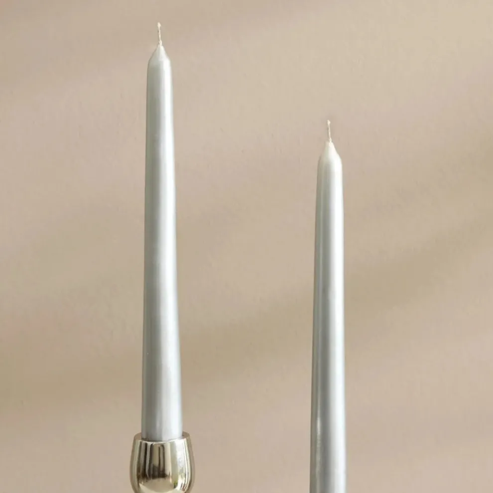 Karaca Home Andy 2-Piece Candle, 24cm, Silver