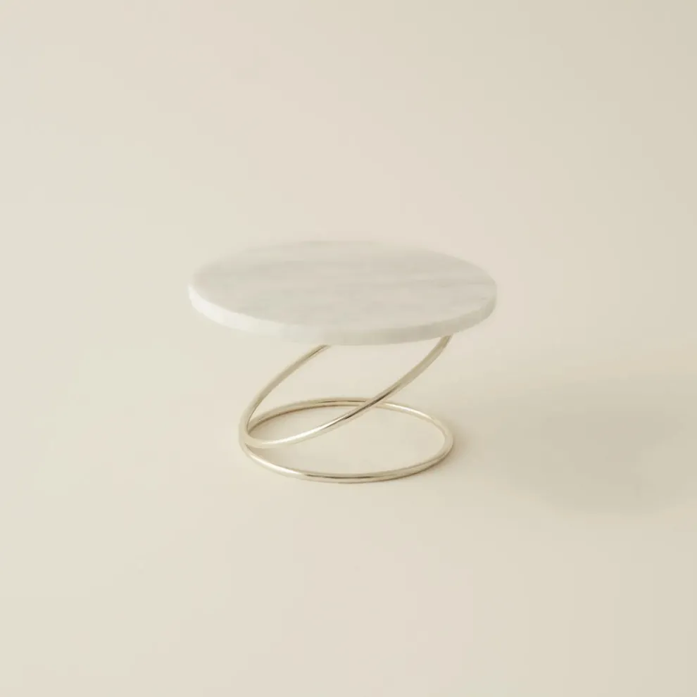 Karaca Home Angelina Marble Decorative Candle Holder,17x9cm, Silver