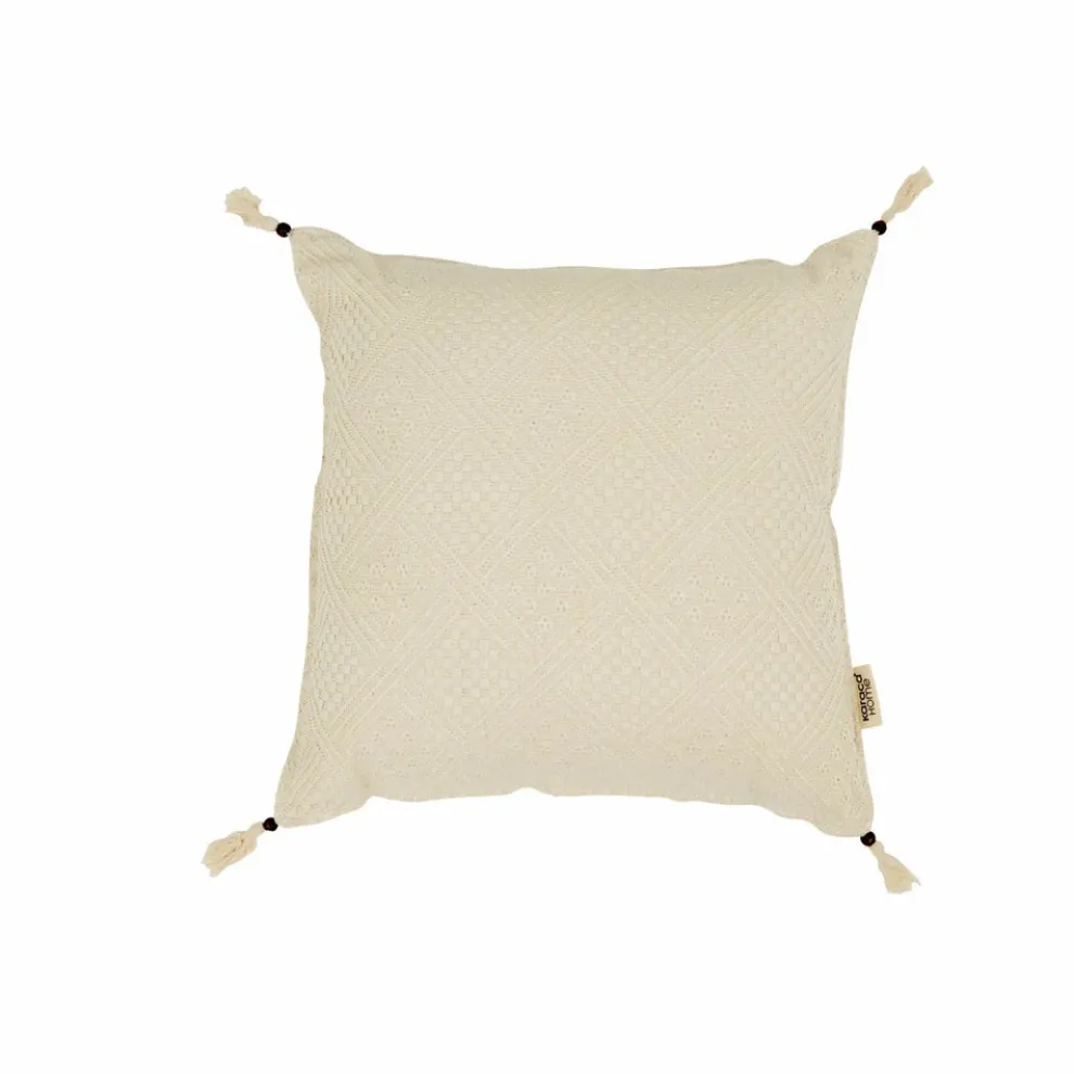Karaca Home Arven Filled Cushion, 43cmx43cm, Ecru