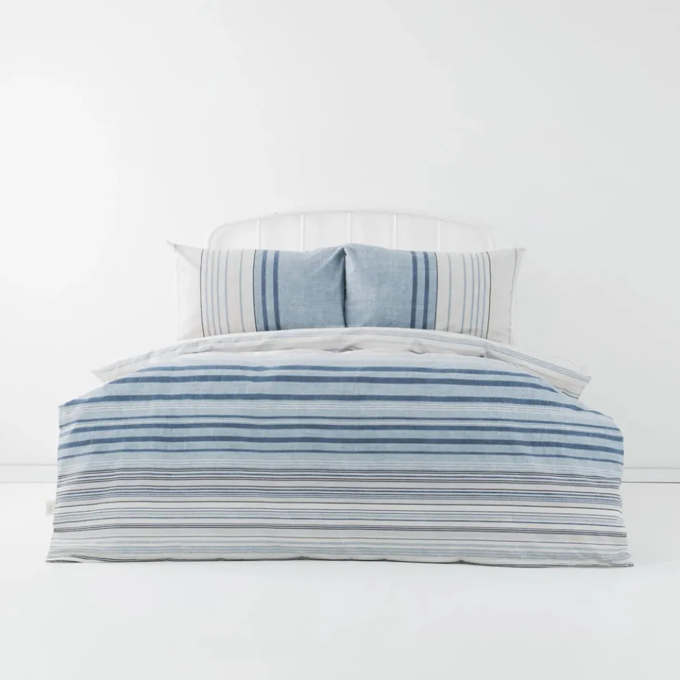 Karaca Home Aspen 100% Turkish Cotton Duvet Cover Set, King, White Blue