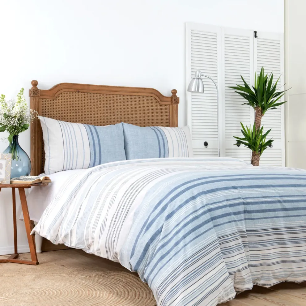 Karaca Home Aspen 100% Turkish Cotton Duvet Cover Set, King, White Blue