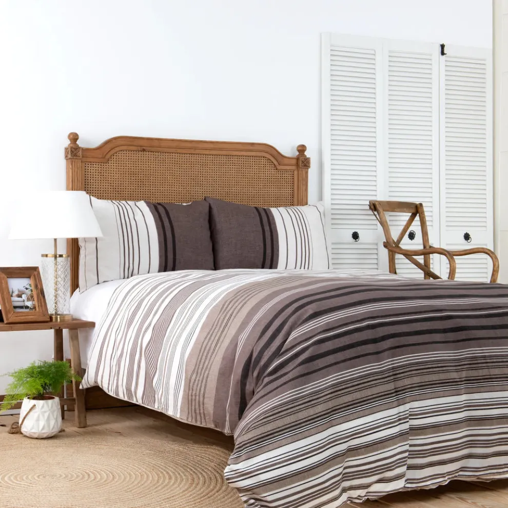 Karaca Home Aspen 100% Turkish Cotton Duvet Cover Set, Double, White Brown Black