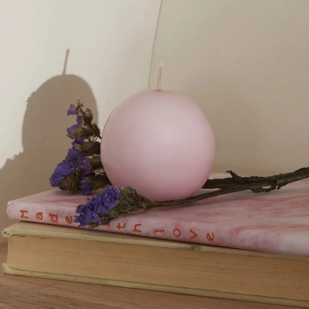 Karaca Home Ball Candle, 6cm, Light Pink