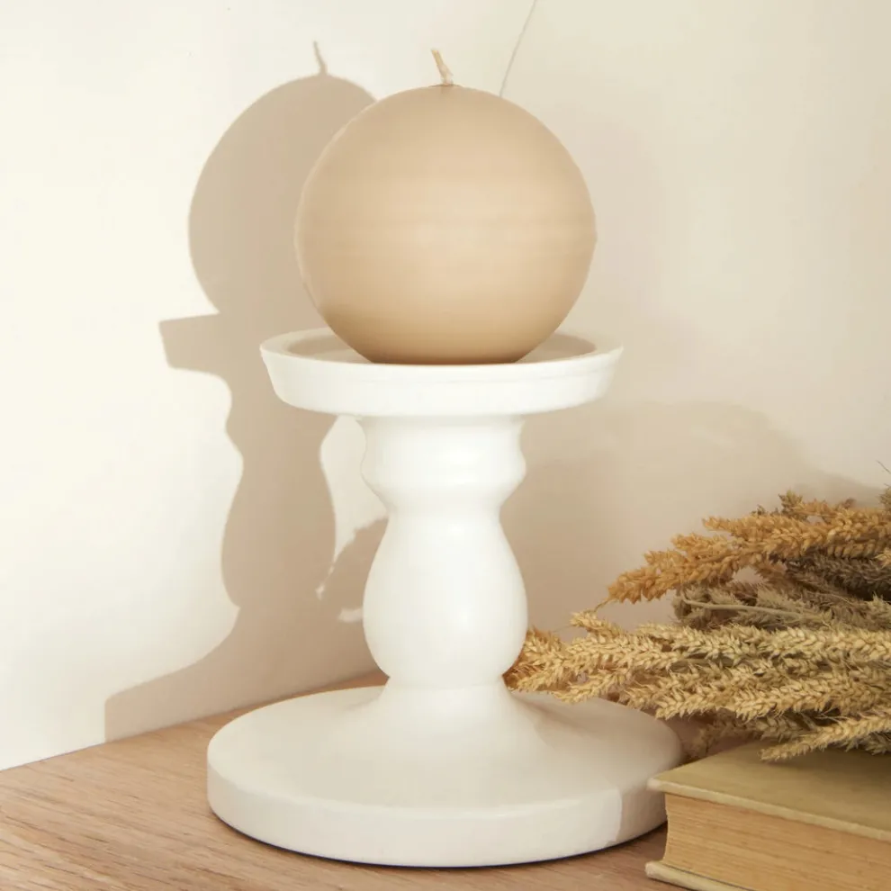 Karaca Home Ball Candle, 8cm, Ecru