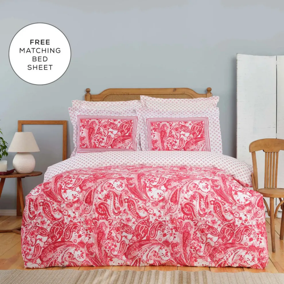 Karaca Home Bellance 100% Turkish Cotton Duvet Cover Set with Bed Sheet, Double, Multi