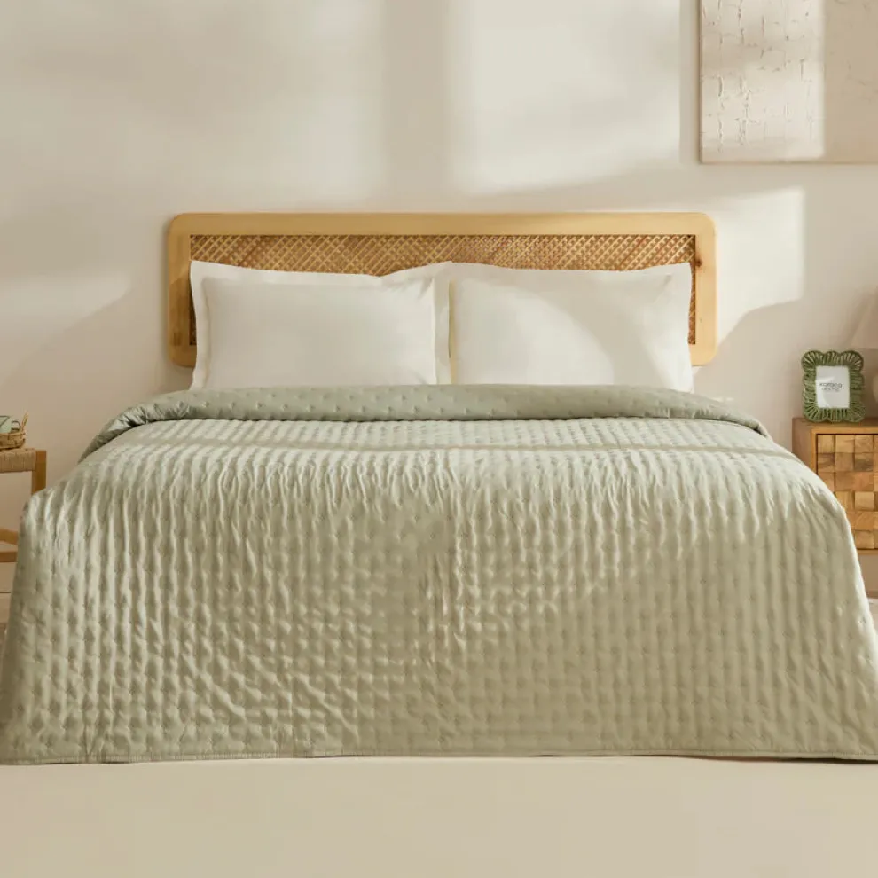 Karaca Home Breezy Bedspread, Double, Sage Green
