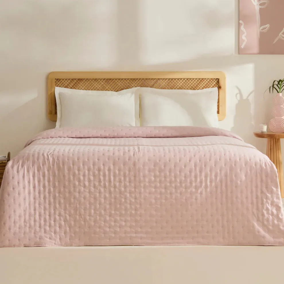 Karaca Home Breezy Bedspread, Double, Powder Pink