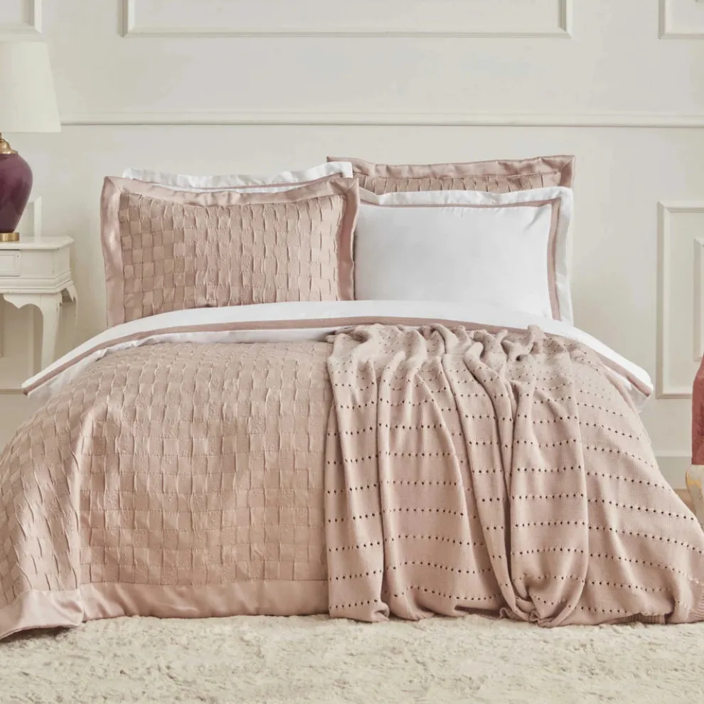 Karaca Home Bride Coll Bianca Bedding Set, Double, Powder