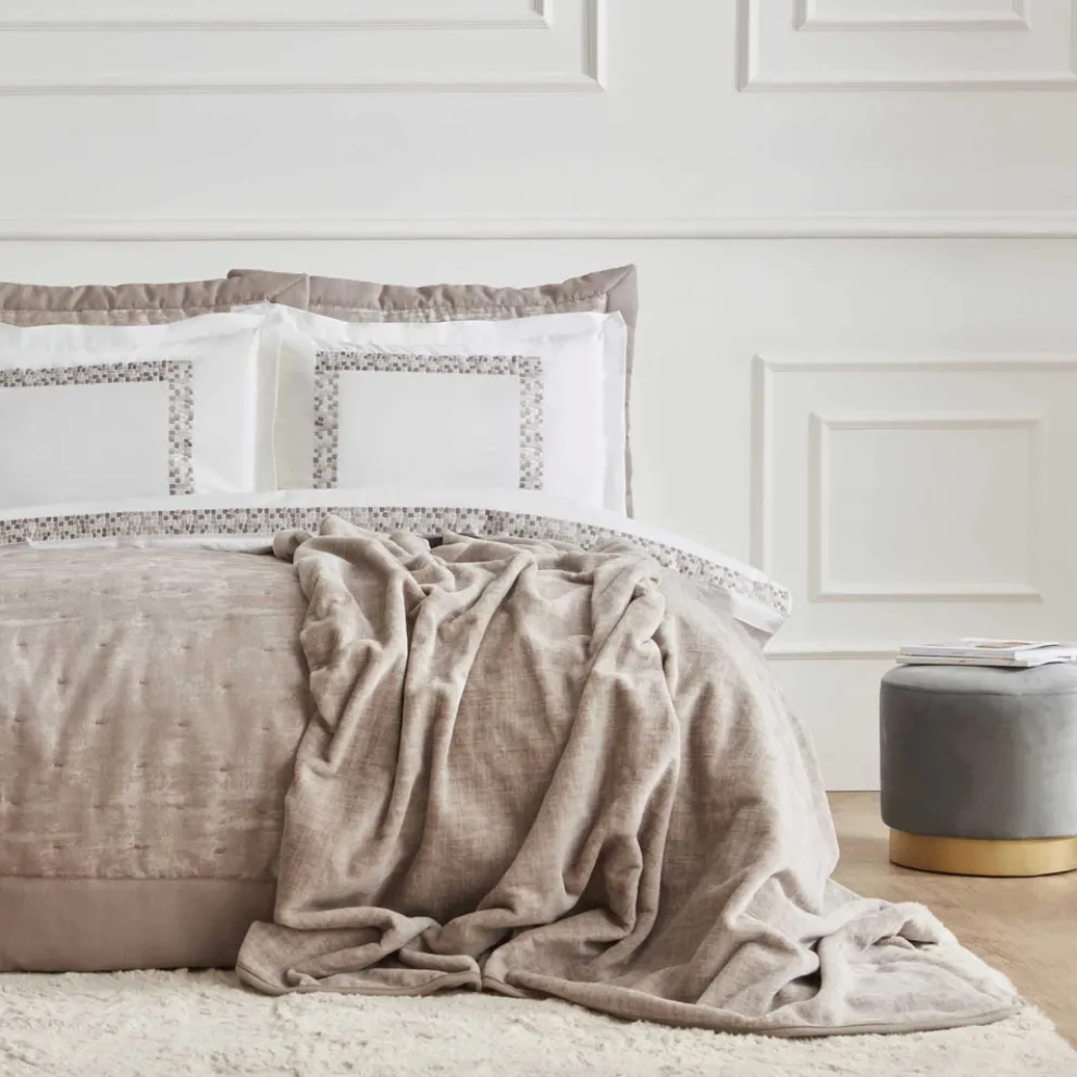 Karaca Home Bride Coll Bianca Bedding Set, Double, Stone