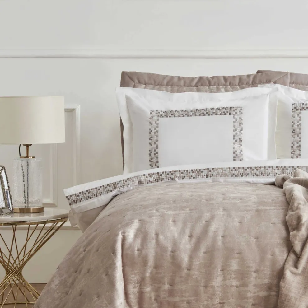 Karaca Home Bride Coll Bianca Bedding Set, Double, Stone