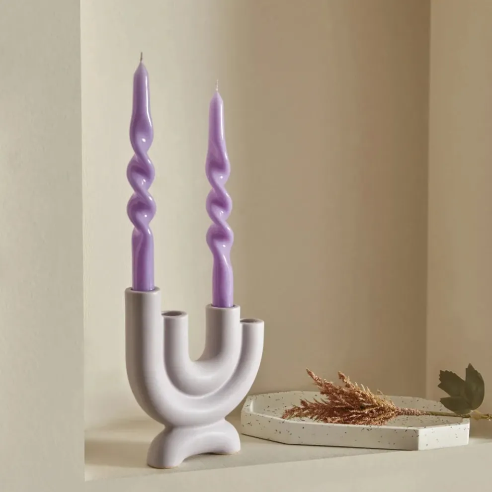 Karaca Home Burgulu 2-Piece Candle, 24cm, Lilac