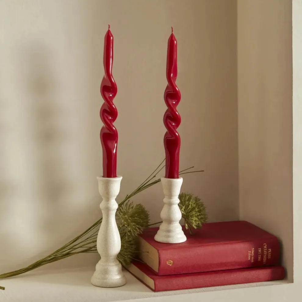 Karaca Home Burgulu 2-Piece Candle, 24cm, Red