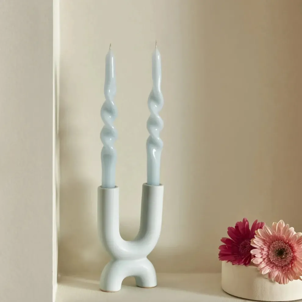 Karaca Home Burgulu 2-Piece Candle, 24cm, Blue