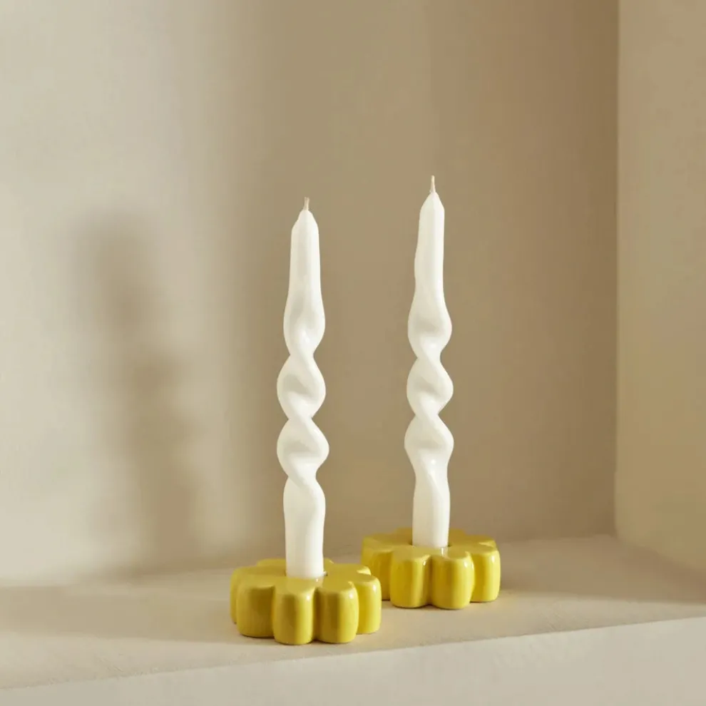 Karaca Home Burgulu 2-Piece Candle, 24cm, White