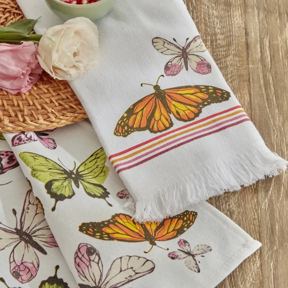 Karaca Home Butterfly 2-Piece 100% Cotton Kitchen Towl, 40cmx60cm, Multi