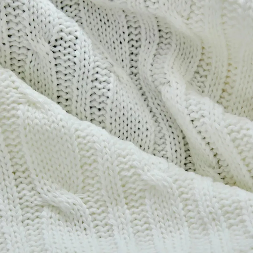 Karaca Home Cable Knit Throw, 130cmx170cm, Bone Color