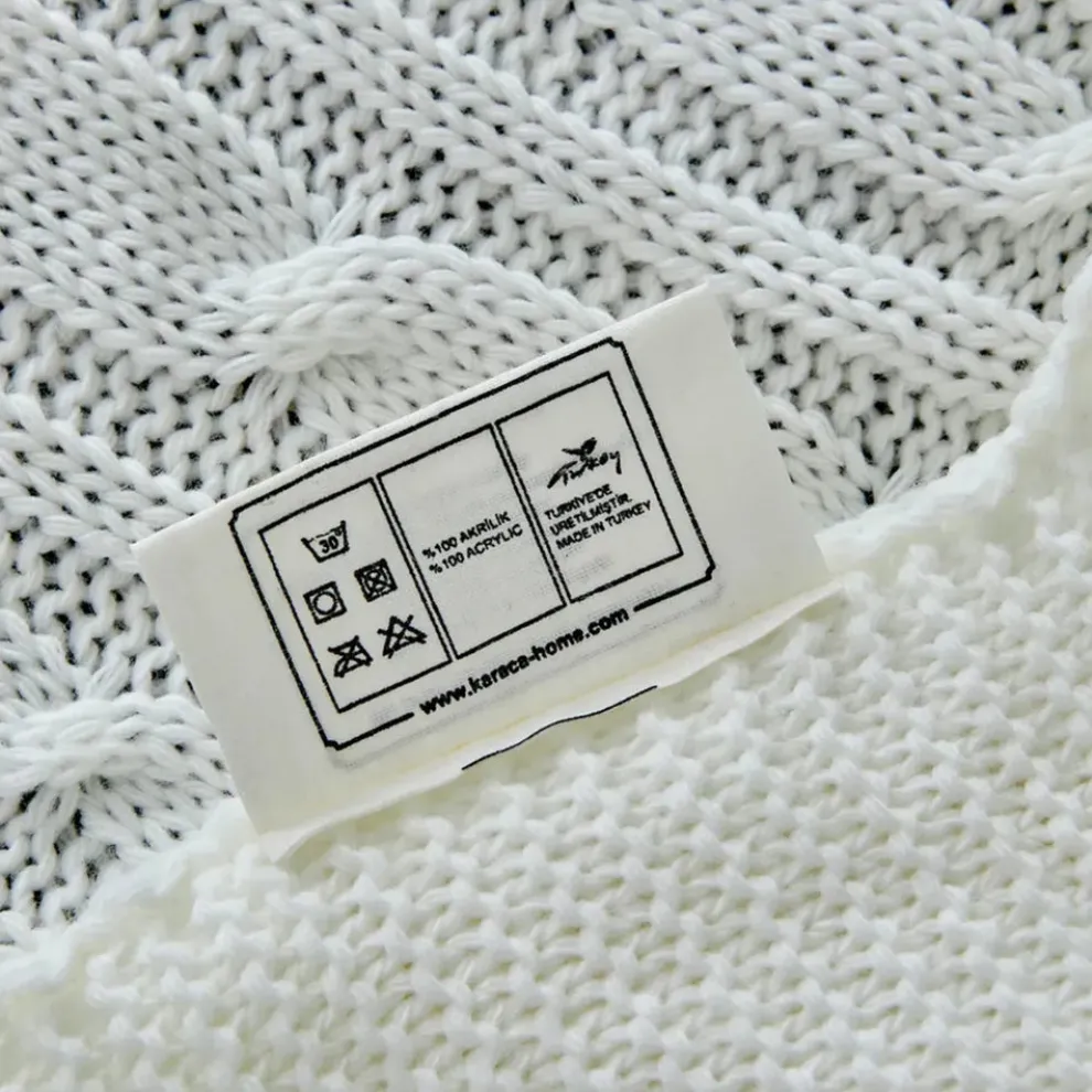 Karaca Home Cable Knit Throw, 130cmx170cm, Bone Color
