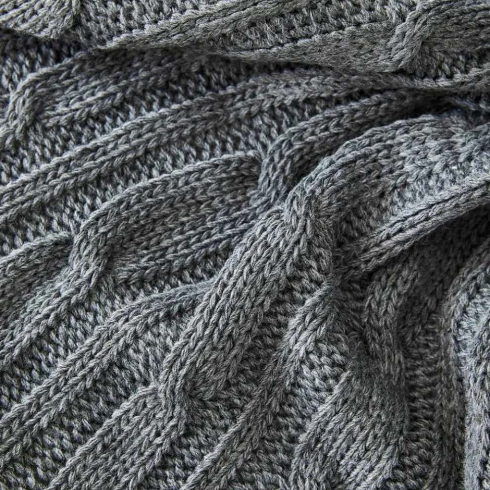 Karaca Home Cable Knit Throw, 130cmx170cm, Grey