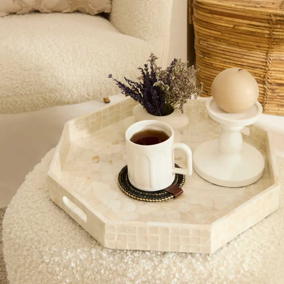 Karaca Home Carrie Decorative Tray, 37cm, White