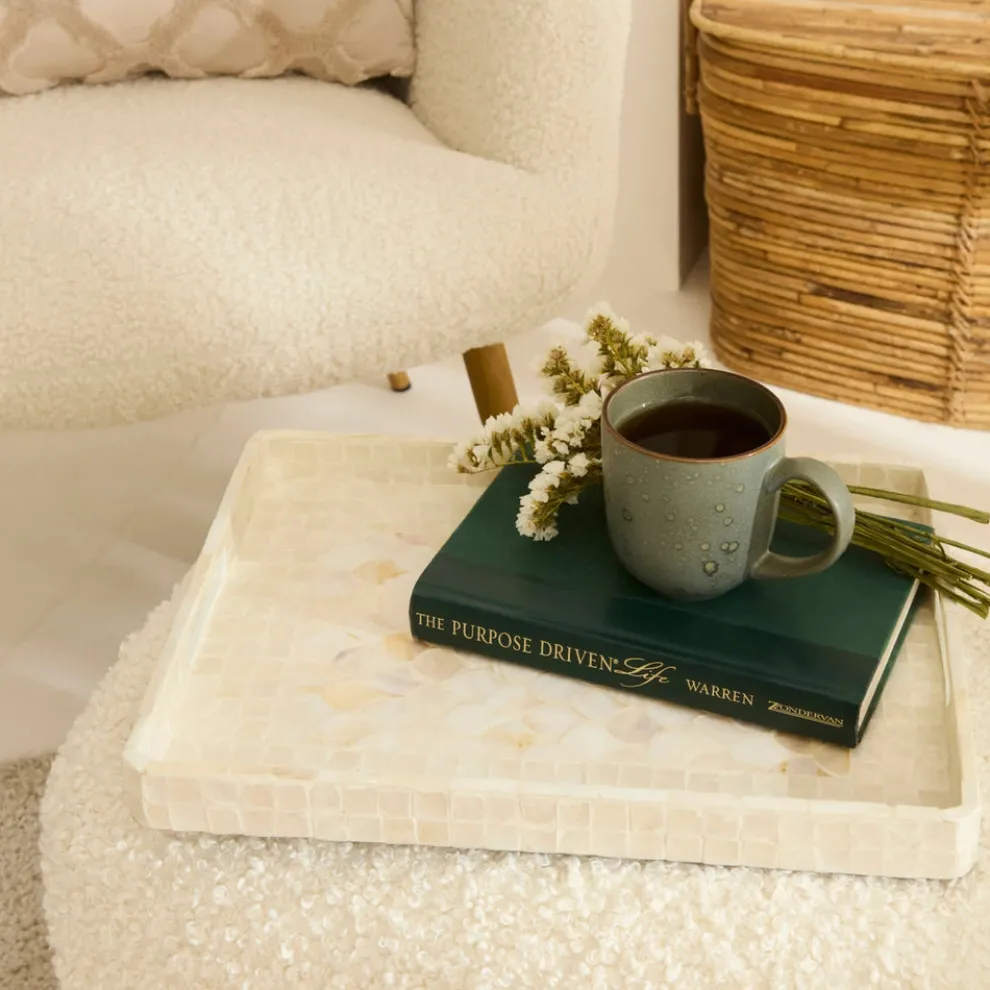 Karaca Home Carrie Decorative Tray, 39cm, Beige