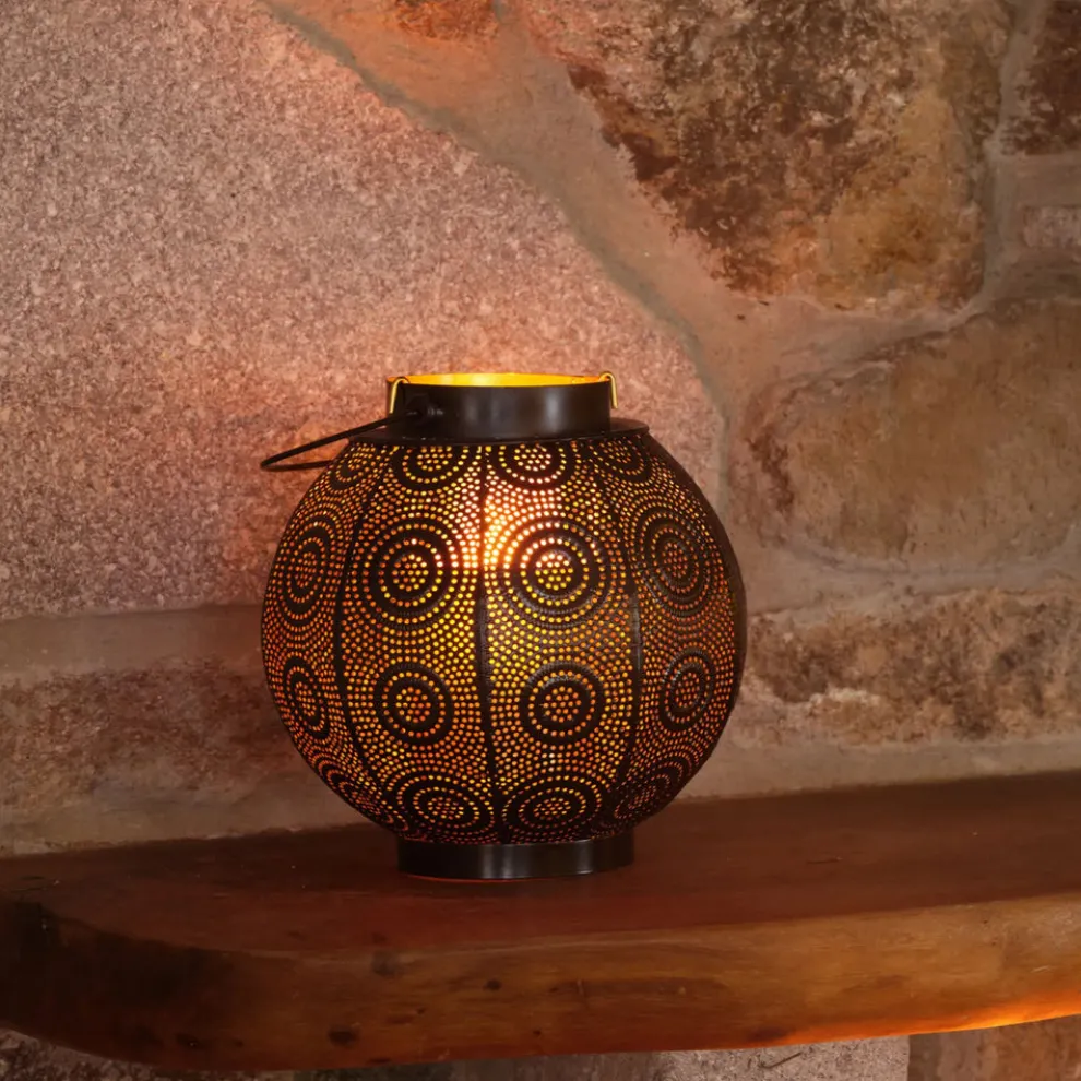 Karaca Home Casablanca Decorative Lantern, 21cmx21cm, Black Gold