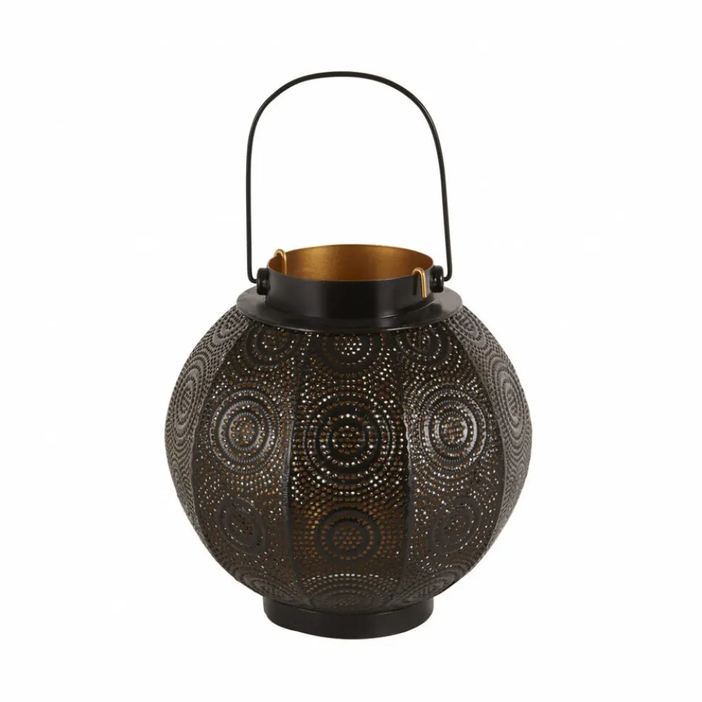Karaca Home Casablanca Decorative Lantern, 21cmx21cm, Black Gold