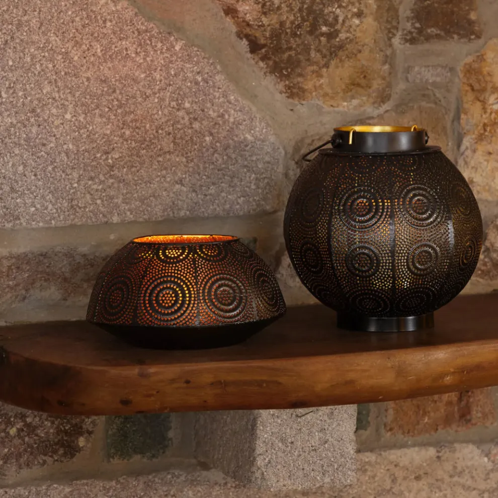 Karaca Home Casablanca Decorative Lantern, 20cmx10cm, Black Gold