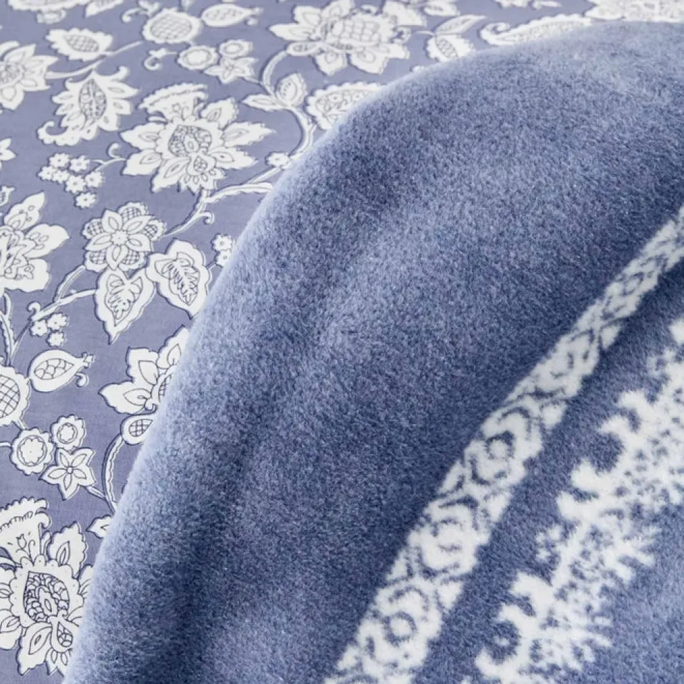 Karaca Home Celerina Blue 100% Turkish Cotton Fitted Duvet Cover Set, Double