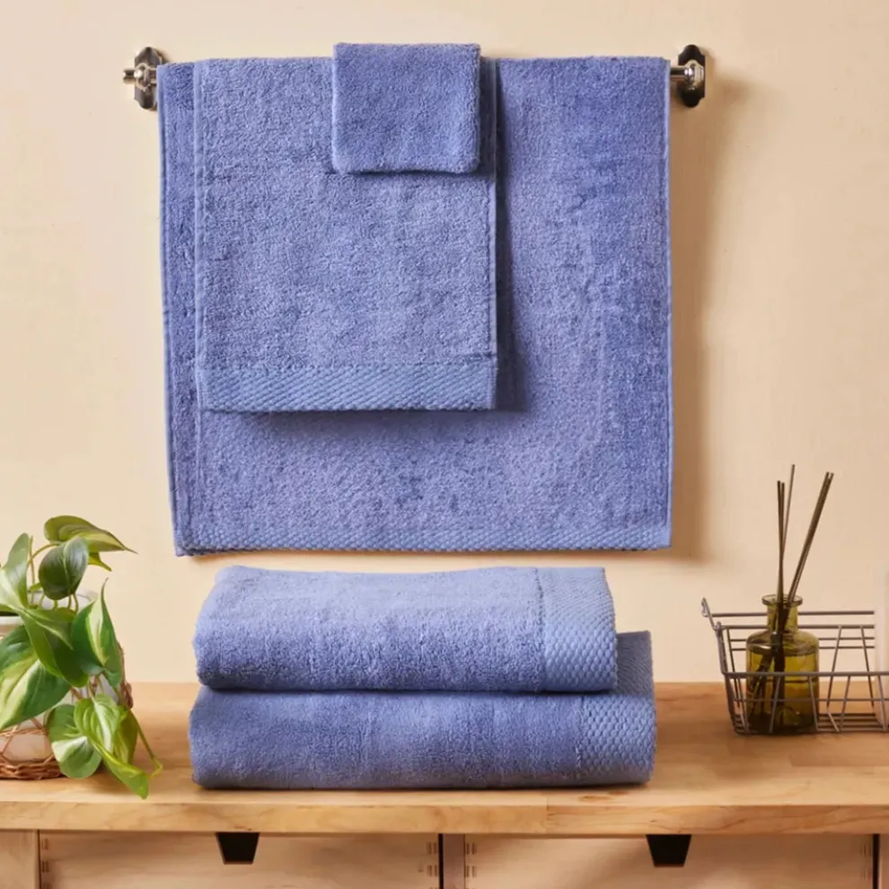 Karaca Home Chandler Modal Shower Towel, 70cmx140cm, Blue