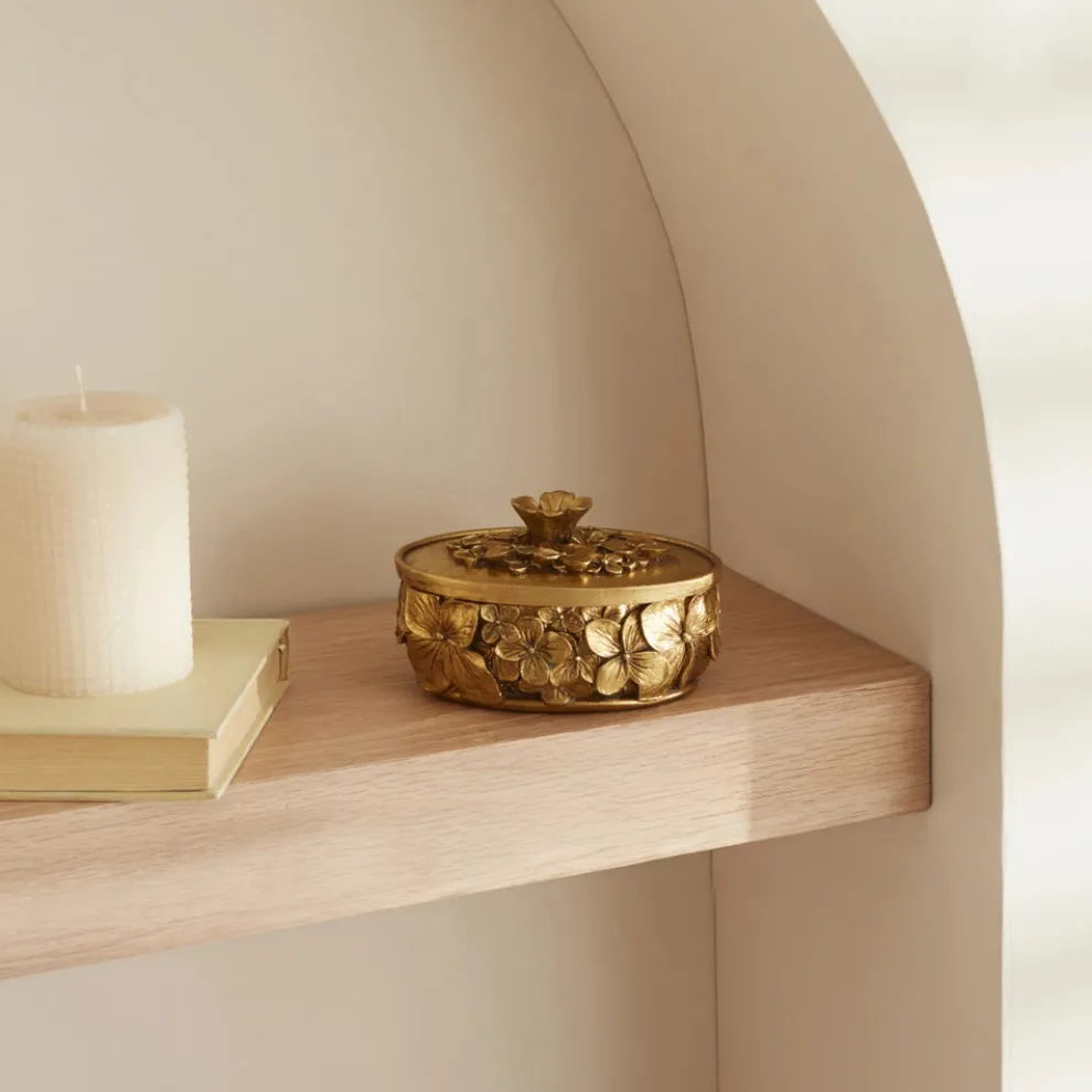 Karaca Home Coretta Gold Decorative Box, 13x10cm, Gold