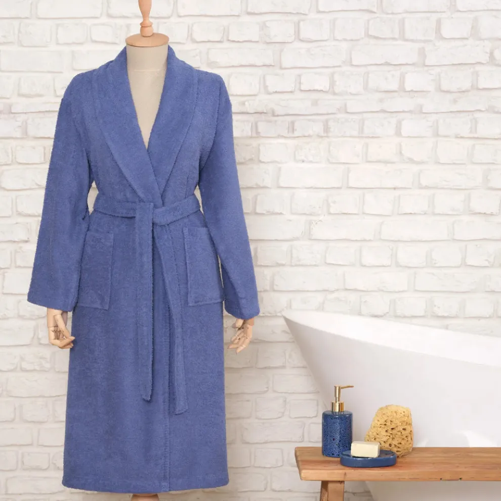 Karaca Home Daily Soft 100% Turkish Cotton Bathrobe, S/M, Indigo