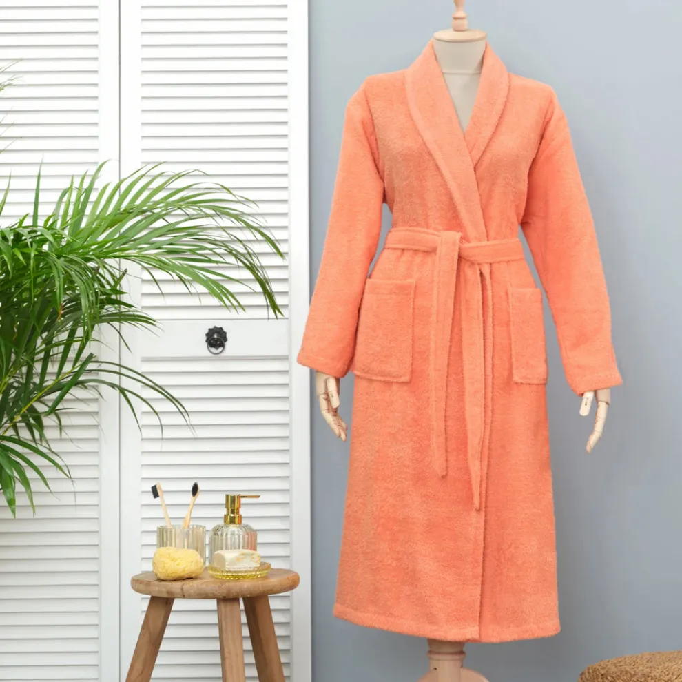 Karaca Home Daily Soft Somon 100% Turkish Cotton Bathrobe, L/XL, Somon